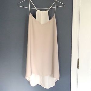 Tan And White Reversible Chiffon Tank From Express, size Medium
